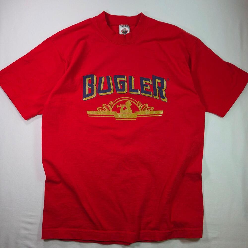 Vintage 90s Bugler Tobacco Rolling Papers Promo T-shirt Large Red Fruit USA Tee